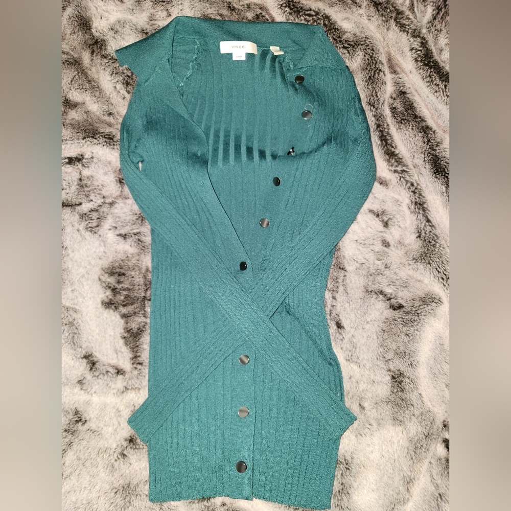 Vince Teal Ribbed Cardigan XS